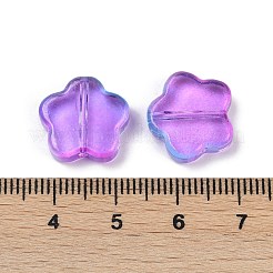 透明ガラスビーズ  スター  焼き付け塗料  ミディアム蘭  14x15x5mm  穴：1.2mm&nbsp;DGLA-E004-03H