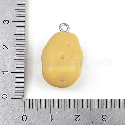 不透明樹脂ペンダント  笑顔のジャガイモ  プラチナ鉄ループ付き  小麦  26x16x13mm  穴：1.8mm&nbsp;RESI-I342-03P