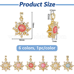 6Pcs 6 Colors Rack Plating Brass Pendant&nbsp;KK-DC0004-98