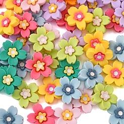 70個7色不透明樹脂カボション  花  ミックスカラー  14x14.5x4mm  10個/カラー&nbsp;CRES-CJ0001-52