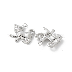 304ステンレススチールラインストーンペンダント  猫の形のチャーム  ステンレス鋼色  16.5x16x3.5mm  穴：1.6mm&nbsp;STAS-Z122-47P