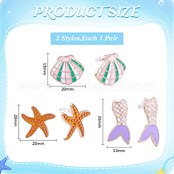 3 Pairs Alloy Enamel Stud Earrings&nbsp;EJEW-WH0012-184