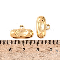 楕円形 304 ステンレススチール ペンダント カボションセッティング  イオンプレーティング（ip）  18KGP本金メッキ  トレイ：4mm  10.5x17.5x3mm  穴：2x8mm&nbsp;STAS-D390-21G