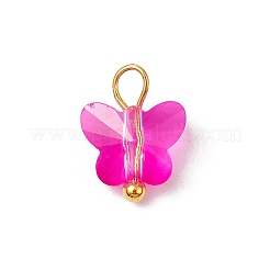 7Pcs Glass Butterfly Charms&nbsp;PALLOY-JF03227-01