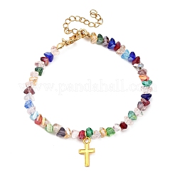 3Pcs 3 Colors Alloy Cross Charm Bracelets&nbsp;BJEW-JB12323