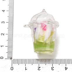 アクリルパーツ  アイスクリームのチャーム  樹脂とプラスチックパール付き  緑黄  28x23x32.5mm  穴：1.8mm&nbsp;AC-CBA5EF9-01C