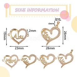 6Pcs 6 Style Brass Micro Pave Clear Cubic Zirconia Links&nbsp;ZIRC-SZ0001-50