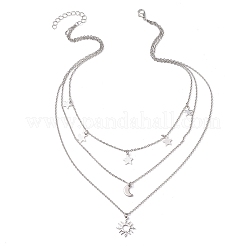 Brass 3 Layer Necklaces for Women&nbsp;NJEW-JN04734-01