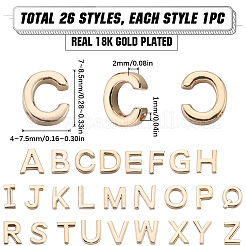 26個26スタイル真鍮チャーム  18KGP本金メッキ  文字L  a～zの文字  7~8.5x4~7.5x2mm  穴：1mm  1個/スタイル&nbsp;KK-SC0004-03