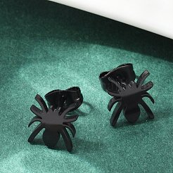 Halloween Spider 304 Stainless Steel Stud Earrings for Women&nbsp;X-EJEW-B019-01EB