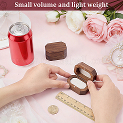 八角形の木製リングマグネットボックス  フローラルホワイト  6x3.95x3.4cm&nbsp;CON-WH0107-123B