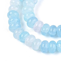 ガラスビーズ連売り  模造アクアマリン  ロンデル  染め  ライトスカイブルー  8~8.5x4.5~5mm  穴：1~1.2mm  約155~159個/連  30.12~31.30インチ（76.5~79.5cm）&nbsp;X-GLAA-N059-5x8mm-07