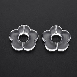 透明なアクリルビーズ  花  透明  26x26.5x5mm  穴：1.6mm  約61個/128g&nbsp;LS-TACR-T003-17A-01