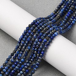 天然石ラピスラズリビーズ連売り  多面カット  ラウンド  3.25mm  穴：0.5mm  約117個/連  14.96''（38センチメートル）&nbsp;G-RM241221-B19