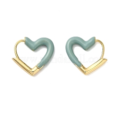 Heart Brass Enamel Hoop Earrings&nbsp;EJEW-P308-05G