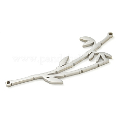 304ステンレススチールコネクターチャーム  竹のジョイントリンク  ステンレス鋼色  48x16x1.1mm  穴：1.2mm&nbsp;STAS-S142-06P