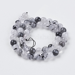 Natural Black Rutilated Quartz Beads Strands&nbsp;LS-G-G448-8mm-13