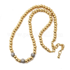 Brass Micro Pave Clear Cubic Zirconia Round Beaded Necklaces for Women&nbsp;NJEW-K392-17G
