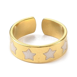 304 Stainless Steel Enamel Open Cuff Rings for Women&nbsp;RJEW-F166-33G-01