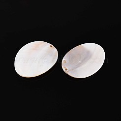 天然淡水シェルの大きなペンダント  楕円形のチャーム  貝殻色  55.5~58x43.5~45x3~4mm  穴：2.5~3mm&nbsp;SHEL-T020-60