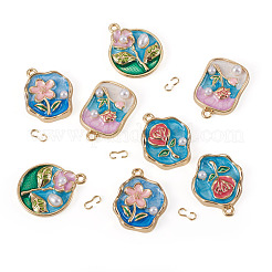 8Pcs Alloy Enamel and ABS Imitation Pearl Pendants&nbsp;ENAM-TA0004-20