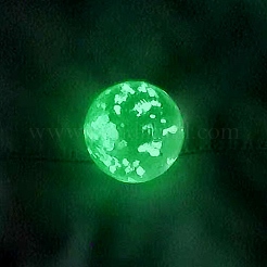 暗闇で光る蓄光ガラスグローブペンダント  ラウンドチャーム  薄緑  21x16mm&nbsp;LUMI-PW0004-007C