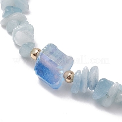 Electroplated Hexagon Prism Natural Quartz Chip Beaded Stretch Bracelets fo Women&nbsp;BJEW-JB10756-02