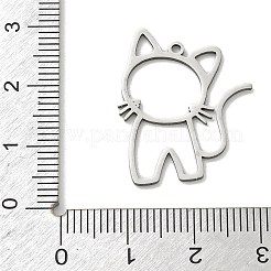 中空201ステンレスペンダント  猫の形のチャーム  ステンレス鋼色  25.5x20x1mm  穴：1.4mm&nbsp;STAS-B136-05A-P