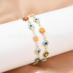 304 Stainless Steel Enamel Link Bracelets for Woman&nbsp;BJEW-S157-08G