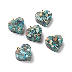 Transparent Resin Natural Imperial Jasper Dyed Chips Pendants&nbsp;G-E185-12G