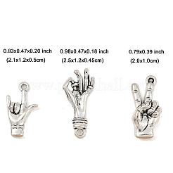 15pcs3スタイルチベットスタイルアロイペンダント  ジェスチャー  アンティークシルバー  20~25x10~12x4.5~5mm  穴：1.5~3mm  5個/スタイル&nbsp;TIBE-FP0001-21