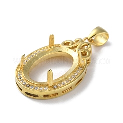 Rack Plating 925 Sterling Silver Micro Pave Clear Cubic Zirconia Pendants Cabochon Settings&nbsp;STER-NH0001-43G