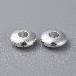 真鍮製スペーサービーズ  ロンデル  ニッケルフリー  銀色のメッキ  6x2mm  穴：2mm&nbsp;KK-H505-S-NF