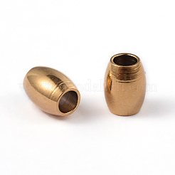 バレルイオンプレーティング（IP）304ステンレス鋼スペーサービーズ  ゴールドカラー  5x4mm  穴：2mm&nbsp;STAS-L176-01G