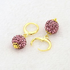 Dangling Round Ball Resin Rhinestone Earrings&nbsp;EJEW-J080-22G