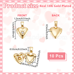 10Pcs Brass Micro Pave Clear Cubic Zirconia Locket Pendants&nbsp;KK-UN0006-27