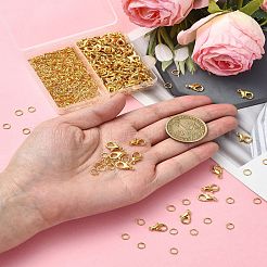 DIYジュエリー作りの発見キット  亜鉛合金カニカンを含む  アイアン製丸カン  ゴールドカラー  5~12x5~6x0.7mm  穴：1.2~3.5mm&nbsp;DIY-YW0009-22G