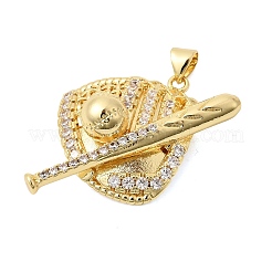 Sports Theme Brass Micro Pave Clear Cubic Zirconia Pendants&nbsp;KK-Z150-21G-02