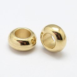 真鍮製スペーサービーズ  ニッケルフリー  ロンデル  生（メッキなし）  8x4mm  穴：4mm&nbsp;X-KK-P095-21