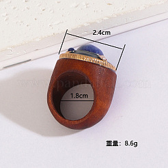 フラットラウンドい木と樹脂と天然ソーダライトの指輪  24mm  内径：18mm&nbsp;FS-WG75D49-04