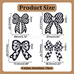 12Pcs 4 Styles Bowknot Embroidery Cloth Iron On/Sew On Patches&nbsp;PATC-PH0001-26