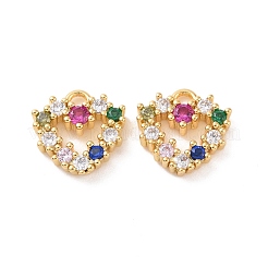 Heart Brass Micro Pave Colorful Cubic Zirconia Charms&nbsp;KK-G435-15G