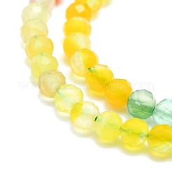 天然石瑪瑙ビーズ連売り  多面カット  ラウンド  染め  きいろ  4mm  穴：0.8mm  約85個/連  15.16''~15.55''（38.5~39.5センチメートル）&nbsp;G-P457-A03-07A