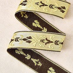 ポリエステルシルクリボン  服飾材料  花柄のフラット  ブラウン  1-1/8インチ（30mm）  25 m /ロール&nbsp;OCOR-WH0065-16B