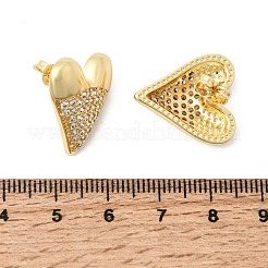 Valentine's Day Brass Clear Cubic Zirconia Stud Earrings for Women&nbsp;EJEW-A162-07G