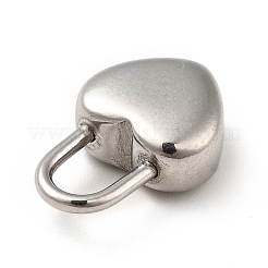 変色しない304ステンレススチールペンダント  ハート南京錠  ステンレス鋼色  18.5x12x6mm  穴：7.5x4.5mm&nbsp;STAS-H172-08P