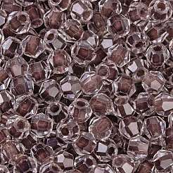 ガラスシードビーズ  透明インサイドカラー  多面カット  双円錐形  ココナッツブラウン  4.5x3.5mm  穴：1.5mm  5625個/ポンド&nbsp;SEED-A032-05B