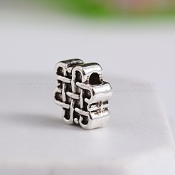 チベットスタイル中国結び亜鉛合金ビーズ  アンティークシルバー  11x9x4.8mm  穴：2.5mm&nbsp;TIBEB-M028-06AS