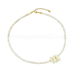 Natural Trochid Shell Chip and Round Natural Pearl Beaded Necklacess for Women&nbsp;NJEW-JN06222-01
