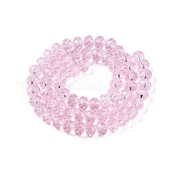 ガラスビーズ連売り  多面カットそろばん  ロンデル  ピンク  6x5mm  穴：1mm  約78~81個/連  37~39cm&nbsp;EGLA-A034-T6mm-D10